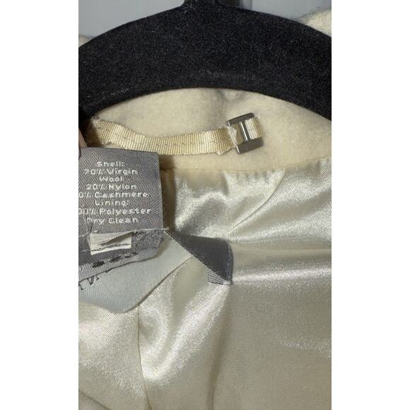 Ann Taylor White Wool Blend Pea Coat with Satin Interior - Size 10 - Picture 5 of 6